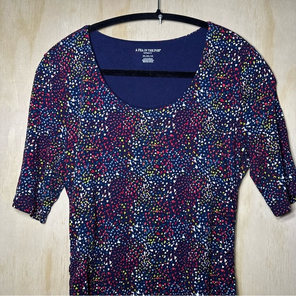 A Pea in the Pod Women’s Maternity Multicolor Side Ruched Midi Dress Size Medium - Picture 2 of 11